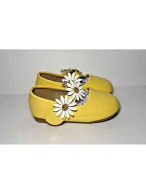 Mary Jane Toddler Shoe Floral Elegant Princess Yellow